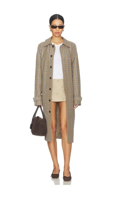 Frame The Plaid Mac Coat In Brown