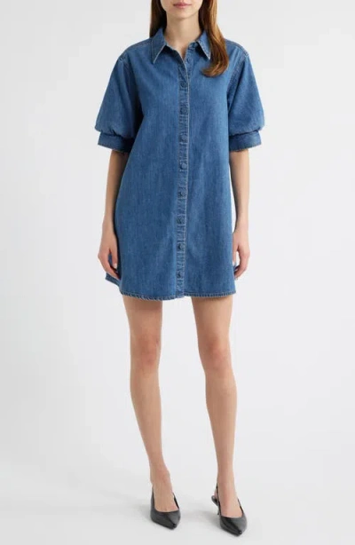 Frame Womens Antonia Play Short-sleeve Denim Midi Dress In Blue