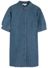 Frame Puffed-shoulder Denim Shirtdress