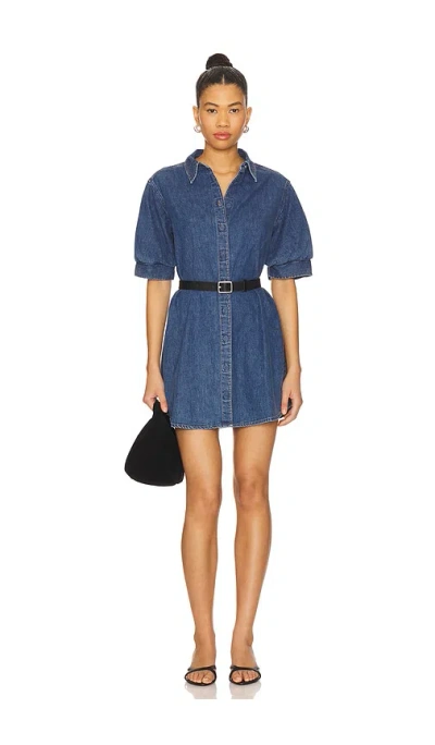 Frame Womens Antonia Play Short-sleeve Denim Midi Dress In Blue