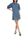 Frame Womens Antonia Play Short-sleeve Denim Midi Dress In Blue