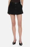 Frame The Pleated Denim Miniskirt In Axiom