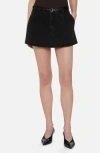 Frame The Pleated Denim Miniskirt In Black