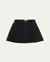 Frame The Pleated Denim Miniskirt In Axiom