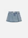 Frame Low Rise Denim Skirt In Blue