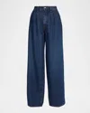 Frame The Pleated Trouser Jeans In Blue
