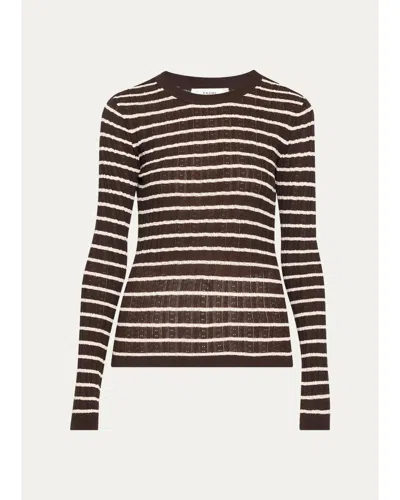 Frame The Pointelle Striped Sweater In Chestnut