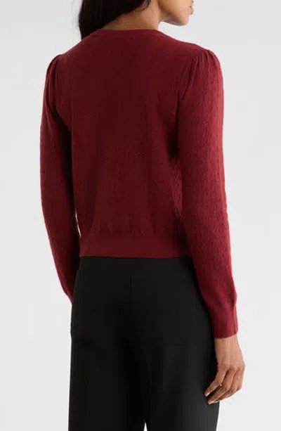 Frame The Pointelle Wool & Cashmere Cardigan In Red