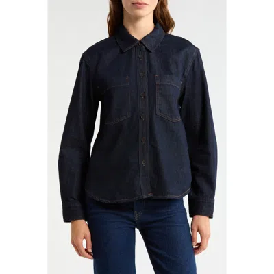 Frame The Polished Denim Button-up Shirt In Blue