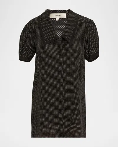 Frame The Polka Dot Sailor Dress In Black Multi