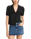 Frame The Polka Dot Sailor Silk Blouse In Black Multi