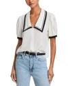 Frame The Polka Dot Sailor Silk Blouse In Cream Multi