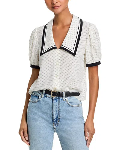 Frame The Polka Dot Sailor Silk Blouse In Cream Multi