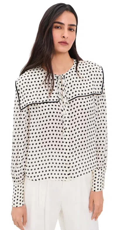Frame The Polka-dot Fleet Silk Blouse Cream Multi In Neutral