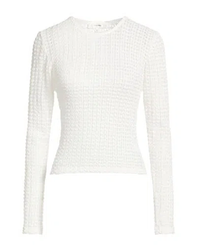 Frame The Popcorn Top Woman T-shirt White Size M Cotton, Polyester, Elastane