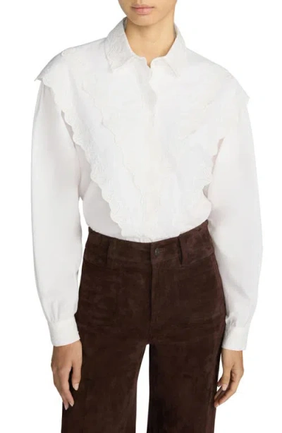 Frame The Poplin Equestrian Cotton Shirt In White