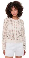 Frame Womens Cream Postcard Cut-out Weave Cotton Cardigan Xs In White