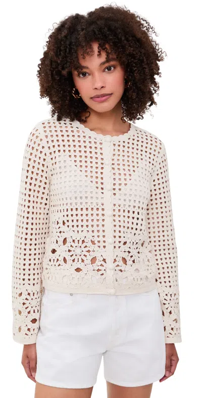 Frame Womens Cream Postcard Cut-out Weave Cotton Cardigan Xs In Neutral