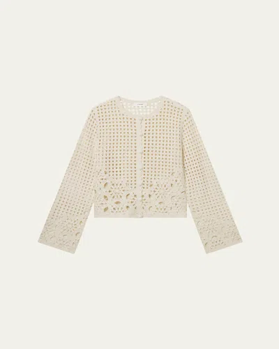 Frame The Postcard Open Stitch Cardigan In Brown