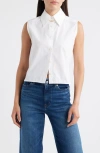 Frame The Prep Embellished Sleeveless Button-up Shirt In White