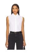 Frame The Prep Embellished Sleeveless Button-up Shirt In White