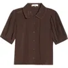Frame Womens Coffee The Sailor Silk Blouse Xs In Brown