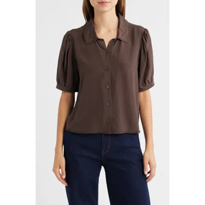 Frame The Prim Silk Shirt In Brown