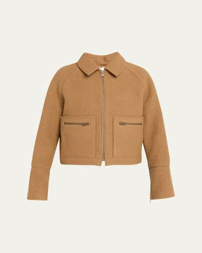 Frame The Raglan Zip-front Jacket In Brown