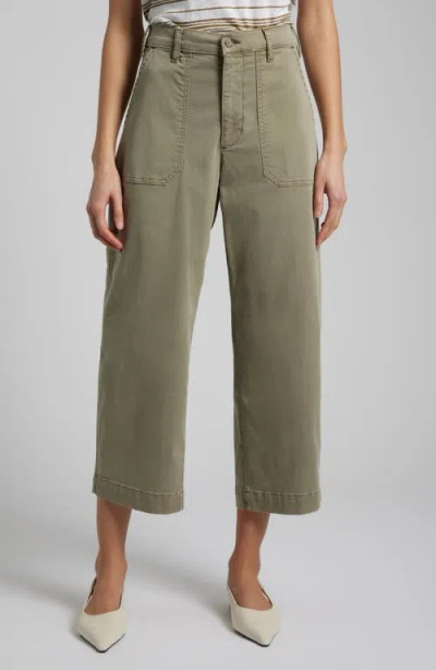 Frame The Ranger Crop Wide Leg Utility Pants In Green