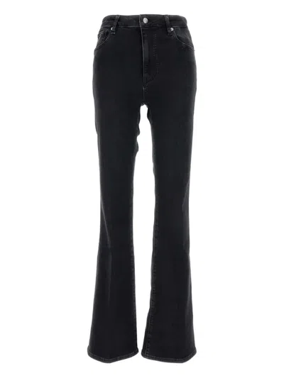 Frame Cotton Flared Jeans In Black