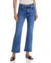 Frame Le High Straight High Rise Raw Hem Jeans In Mermaid In Blue