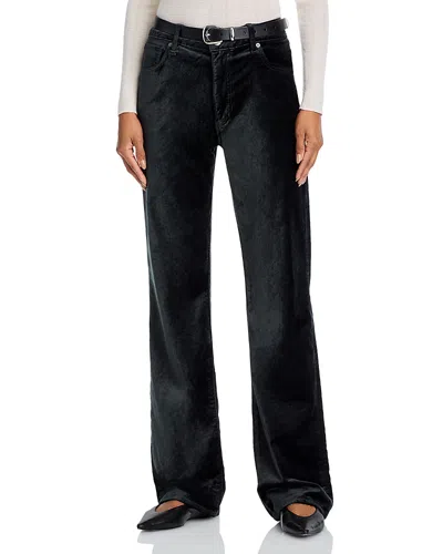 Frame The Reboot Velveteen High Rise Jeans In Green Smoke Velvet