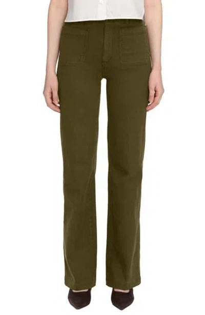 Frame The Refined Straight Leg Pants In Green