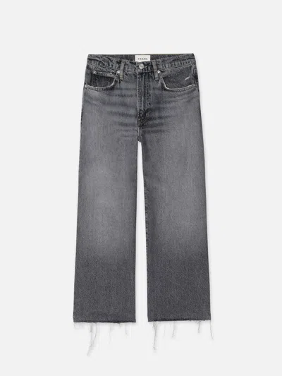 Frame The Relaxed Straight Raw Fray Jeans In Gray