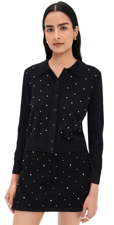 Frame Wool-cashmere Rhinestone-embellished Cardigan In Black