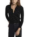 Frame The Rhinestone Cardigan Sweater In Black