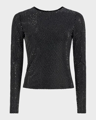 Frame The Rhinestone Jersey Top In Black