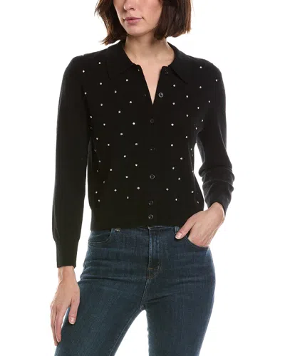 Frame The Rhinestone Wool & Cashmere-blend Cardigan In Black
