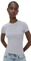 Frame Womens Heather Grey The Rib Baby Tee Modal-jersey Top In Gray