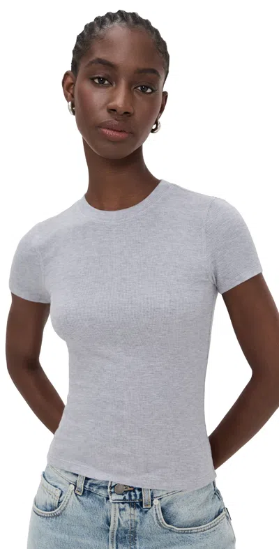 FRAME THE RIB BABY TEE HEATHER GREY