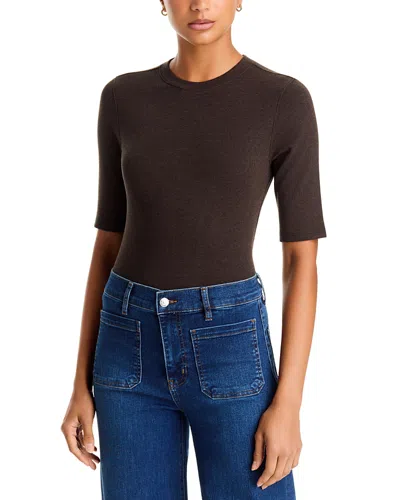 Frame The Rib Crewneck Tee In Brown