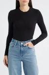 Frame The Long Sleeve Rib Tee In Black