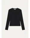 Frame Button-front Long-sleeve Knit Top In Black