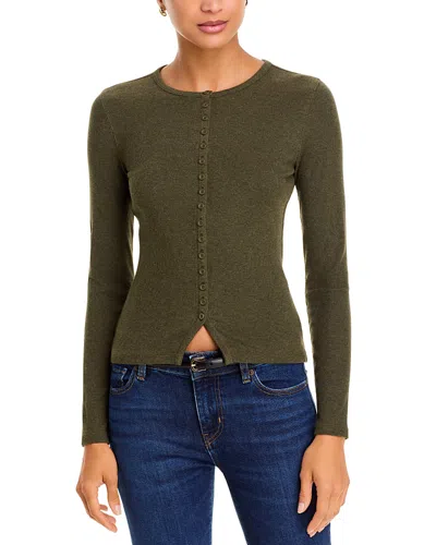 Frame The Rib Splay Cardigan Sweater In Black