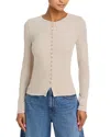 Frame The Rib Splay Cardigan Sweater In Nude