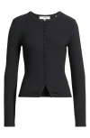 Frame The Rib Splay Stretch Modal Cardigan In Black