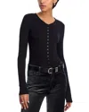 Frame The Rib Splay Stretch-modal Jersey Top In Black