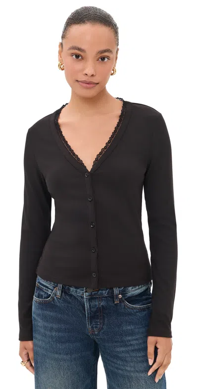 Frame The Rib Trim Cardigan Black