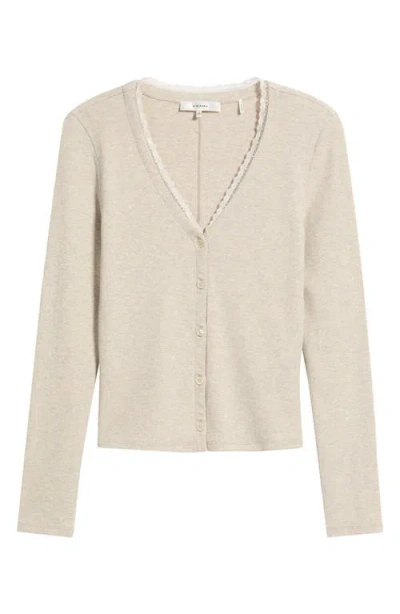 Frame The Rib Trim Cardigan In Red