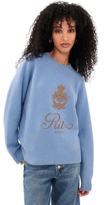 Frame The Ritz Unisex Brushed Cashmere Sweater Light Blue